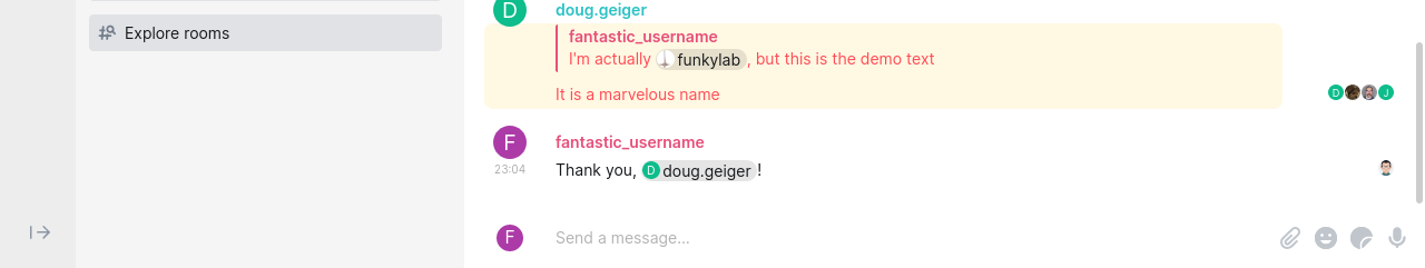 Username appears in chat